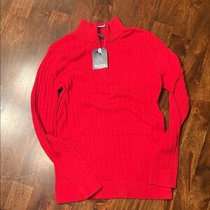 NWT Nautica Red Ribbed Half-Zip Pullover - XS